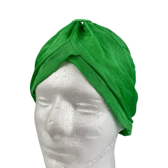 Vintage Turban Hair Wrap Green Union Made USA 1950s OSFA Hat Cap Ladies Woman’s - Picture 11 of 13
